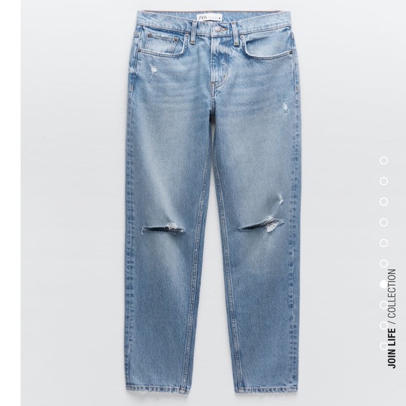 Zara ZW THE DISTRESSED CIGARETTE RELAXED JEANS nwt 36 4 - Picture 6 of 12